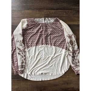 Gimmicks BKE Raw Edge Mesh Sleeve‎ Top Small Boho Women's